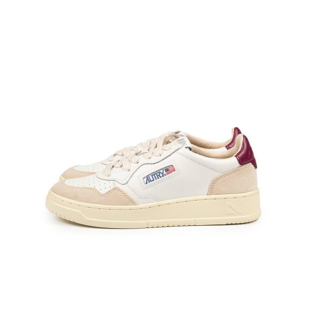 Sneakers Autry - Medalist Low suede e pelle (Bianco, Viola e Beige)