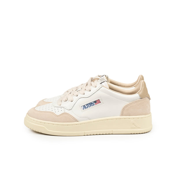 Sneakers Autry - Medalist Low suede e pelle (Bianco e Beige)