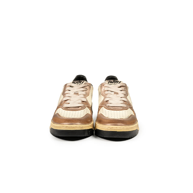 Sneakers Autry - Medalist Low Super Vintage in pelle (Bianco e rosa metallico)