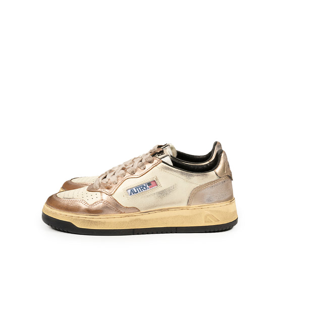 Sneakers Autry - Medalist Low Super Vintage in pelle (Bianco e rosa metallico)