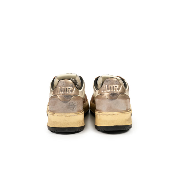 Sneakers Autry - Medalist Low Super Vintage in pelle (Bianco e rosa metallico)