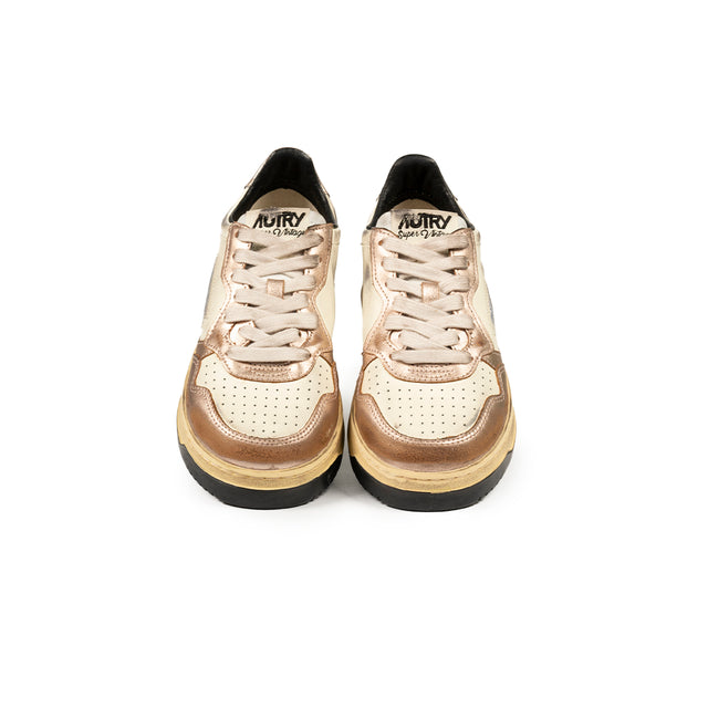 Sneakers Autry - Medalist Low Super Vintage in pelle (Bianco e rosa metallico)