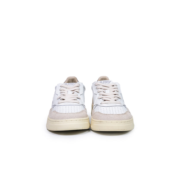Sneakers Autry- medalist low woman in pelle bianca e bordeaux suede beige