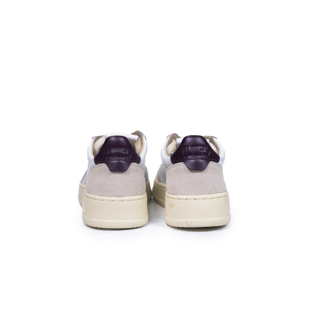 Sneakers Autry- medalist low woman in pelle bianca e bordeaux suede beige