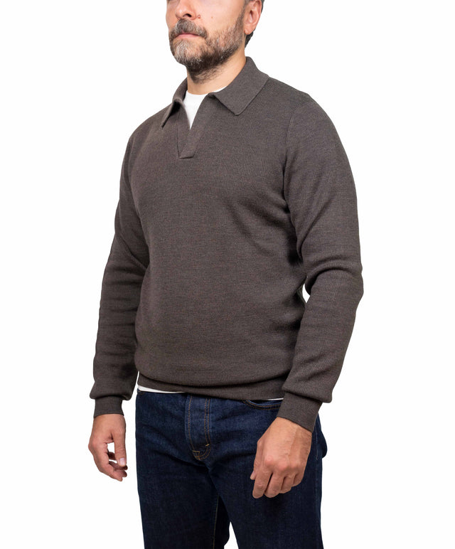 Gran Sasso maglione - polo costina, marrone