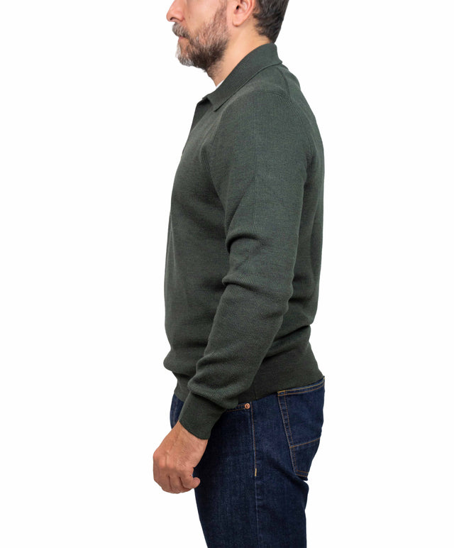 Gran Sasso maglione - polo costina, verde militare