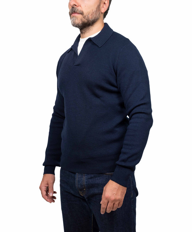 Gran Sasso maglione - polo costina, blu