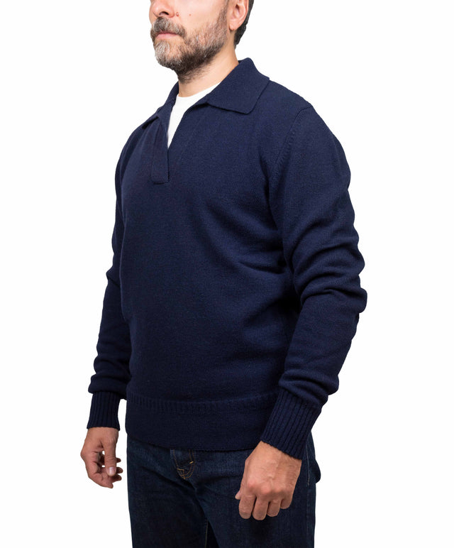 Doppia A maglione - collo marina, blu