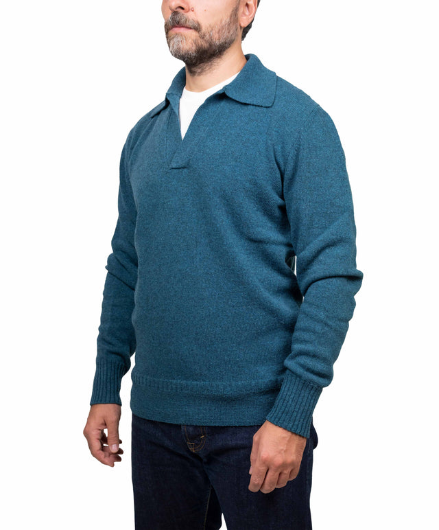 Doppia A maglione - collo marina, blu avio