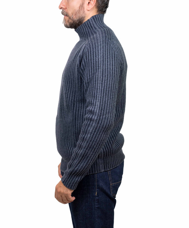 04657/ A TRIP IN A BAG - maglione collo camino, blu navy
