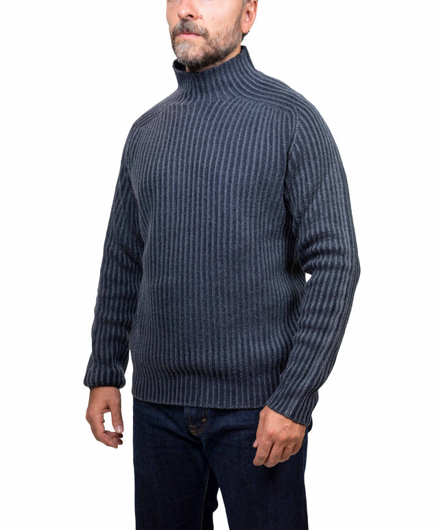 04657/ A TRIP IN A BAG - maglione collo camino, blu navy