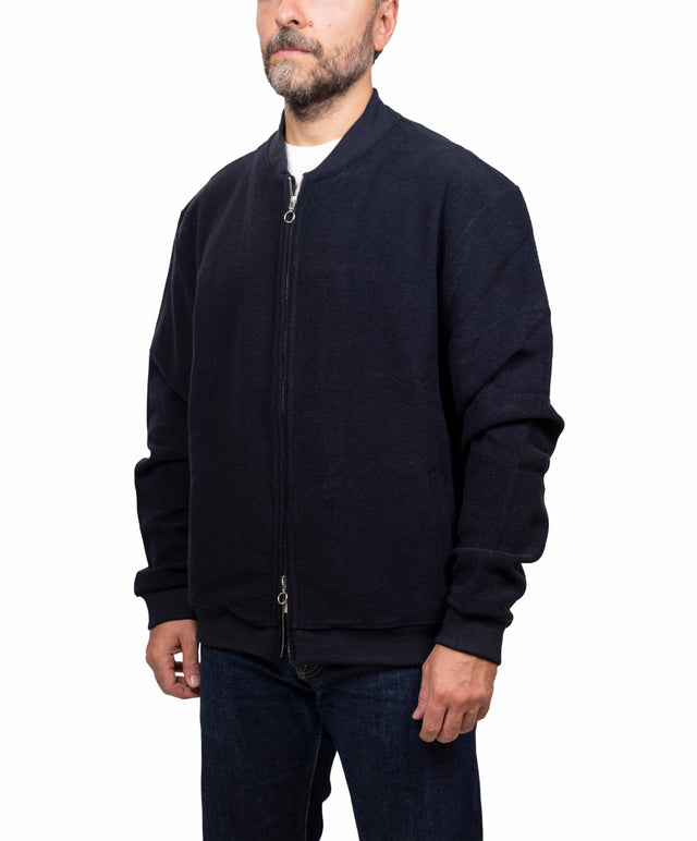 04657/ A TRIP IN A BAG - bomber lana cotta, blu navy