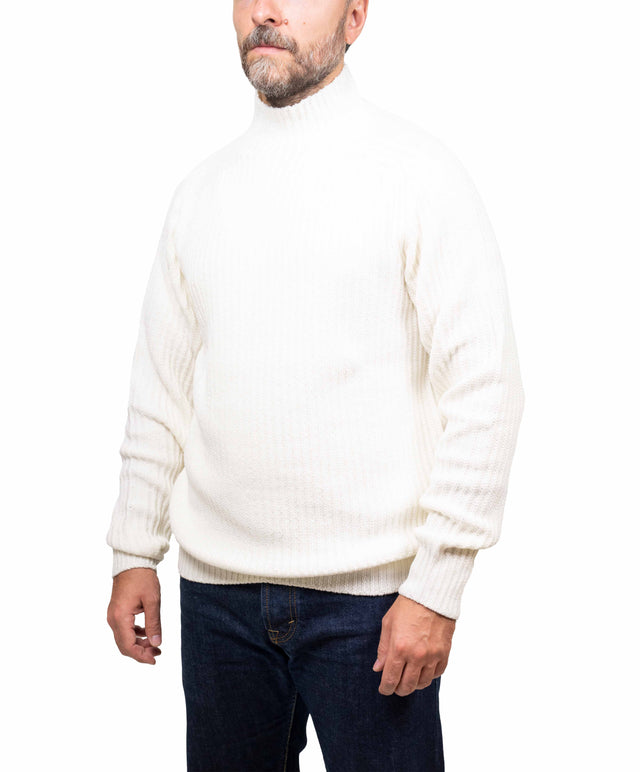 04657/ A TRIP IN A BAG - maglione collo camino, bianco ivory