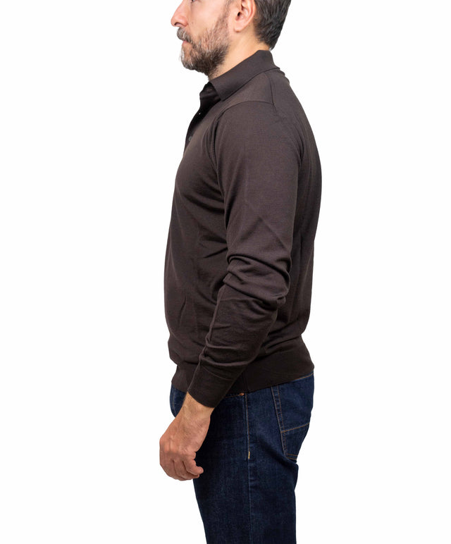 Filippo De Laurentis - polo merino, marrone scuro