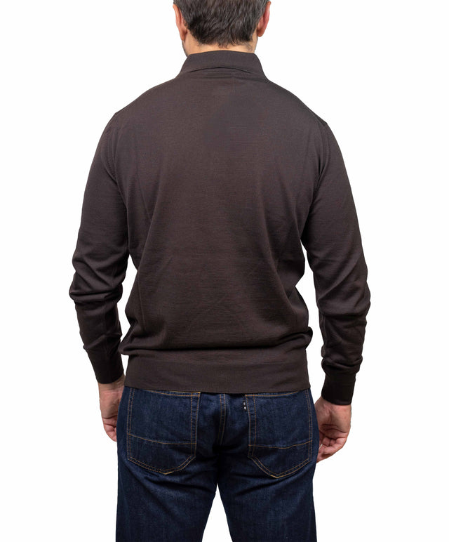 Filippo De Laurentis - polo merino, marrone scuro