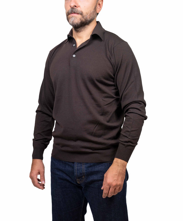 Filippo De Laurentis - polo merino, marrone scuro