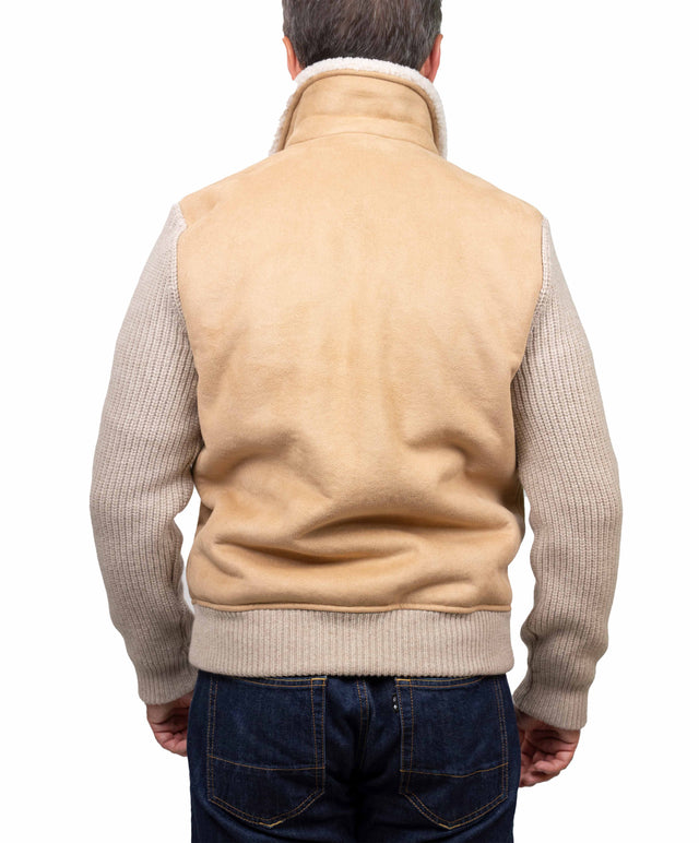 Gran Sasso giubbino bimateriale, beige chiaro