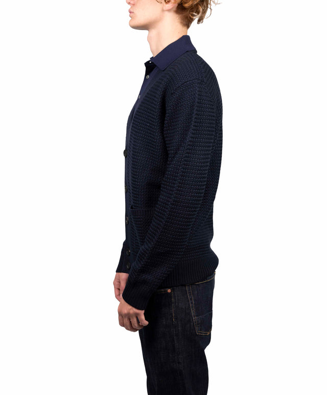 Filippo De Laurentiis - Cardigan punto stuoia blu