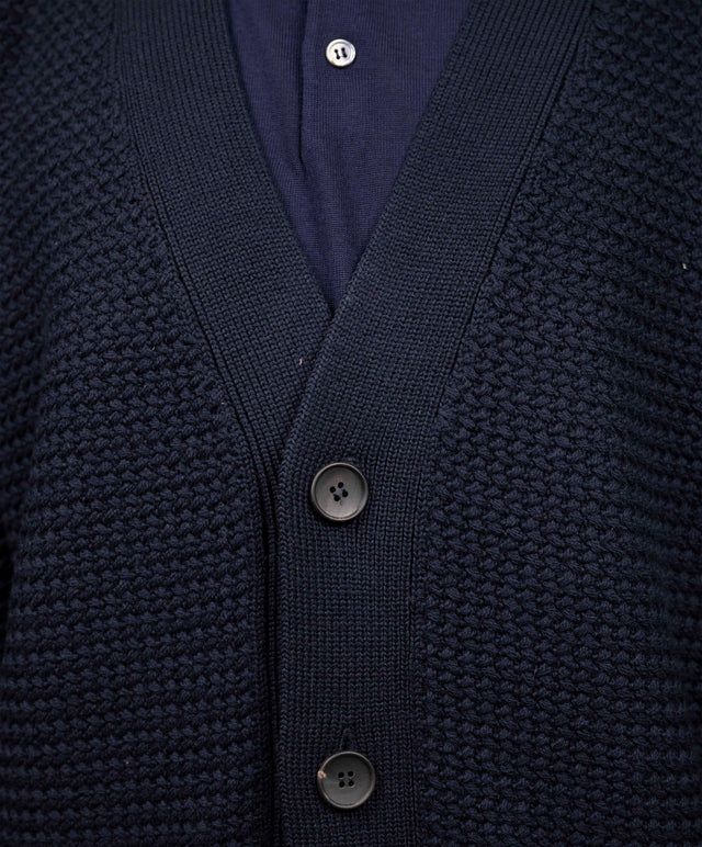 Filippo De Laurentiis - Cardigan punto stuoia blu