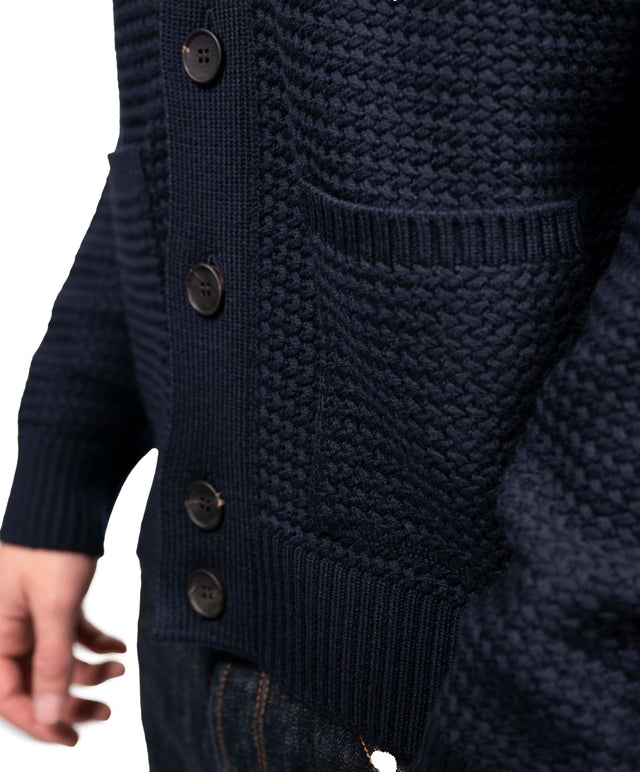 Filippo De Laurentiis - Cardigan punto stuoia blu