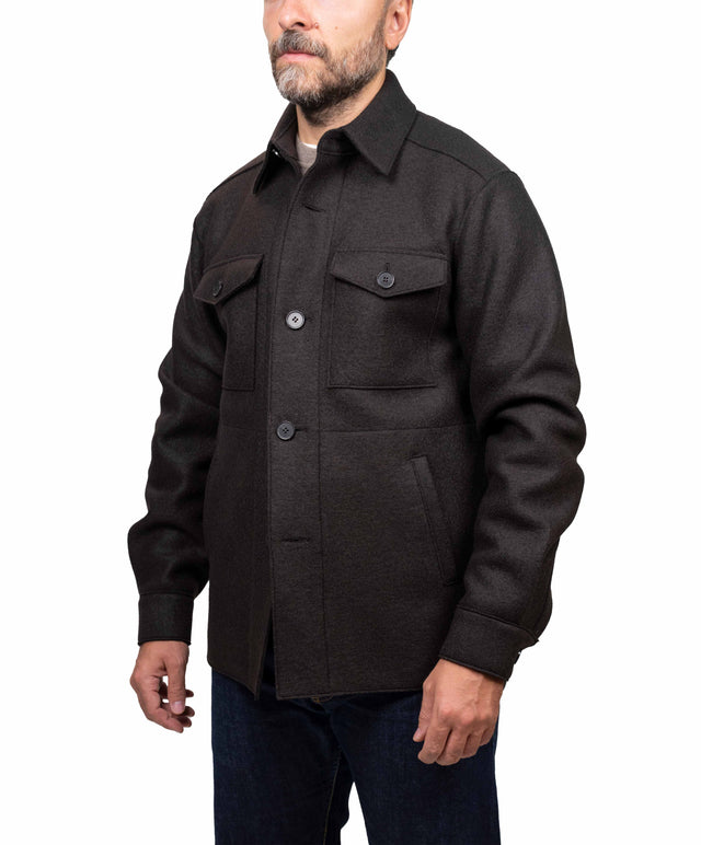 Harris Wharf London Giacca - overshirt pressed, marrone scuro