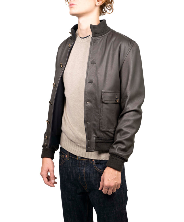 Valstar - Giubotto in pelle di Cervo foderato in cashmere marrone scuro