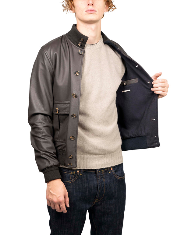 Valstar - Giubotto in pelle di Cervo foderato in cashmere marrone scuro