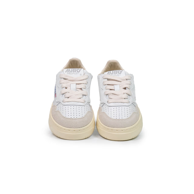 Sneakers Autry Kids - pelle bianca e rosa e suede