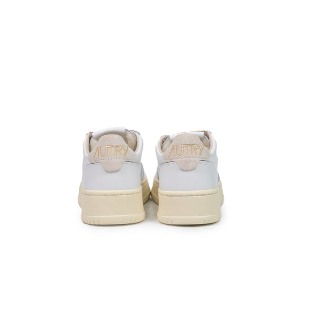 Sneakers Autry - medalist low woman pelle Bianca e lurex oro