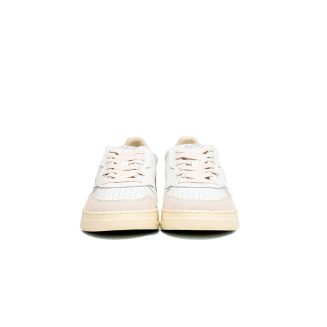 Sneakers Autry- medalist low man leather bianco, beige e verde militare