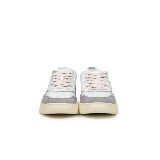 Sneakers Autry - medalist low man pelle Bianca e suede grigio