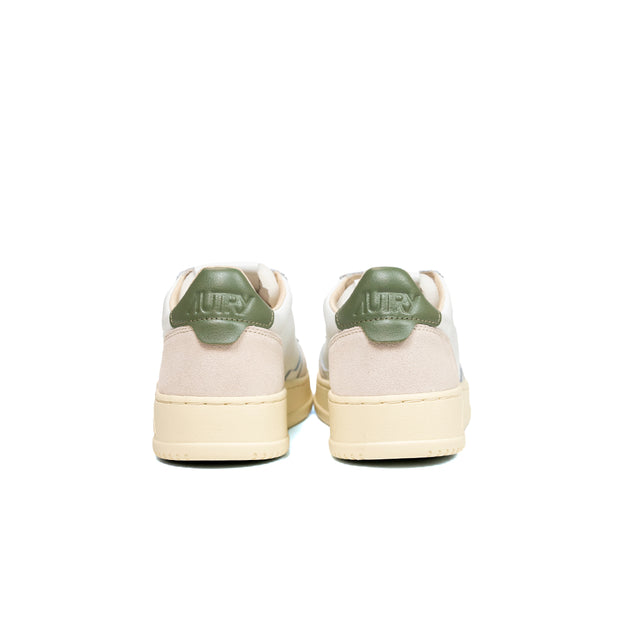 Sneakers Autry- medalist low man leather bianco, beige e verde militare