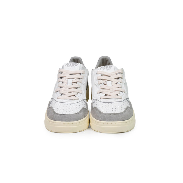 Sneakers Autry - medalist low man pelle Bianca e suede grigio