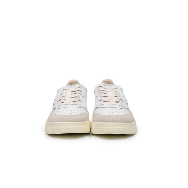 Sneakers Autry- medalist low man pelle bianca e verde e suede beige