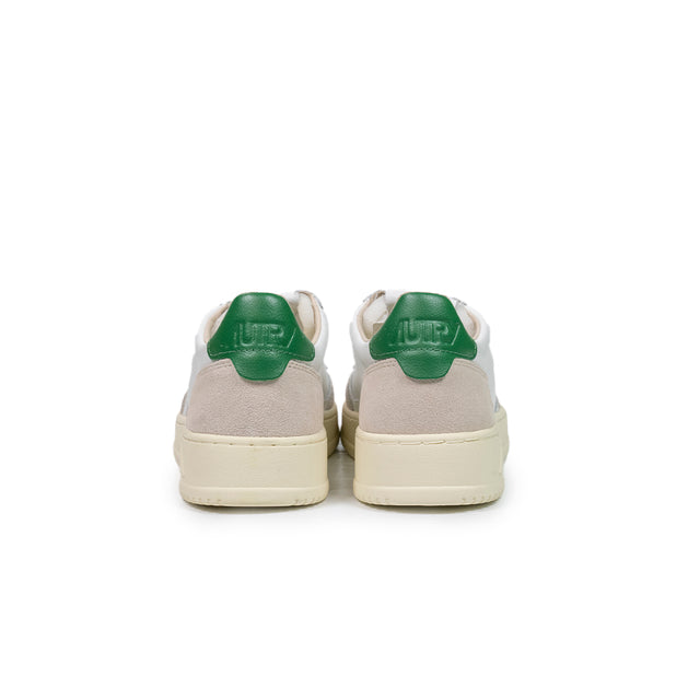 Sneakers Autry- medalist low man pelle bianca e verde e suede beige