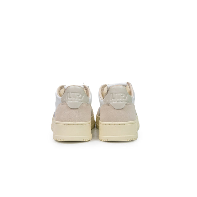 Sneakers Autry - medalist low woman pelle bianca e suede beige