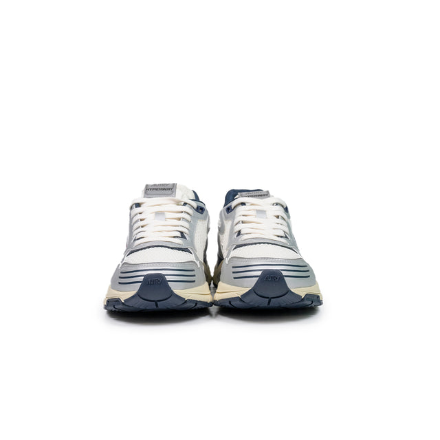 Sneakers Autry - hyperway low man in pelle sintetica e mesh argento e blu