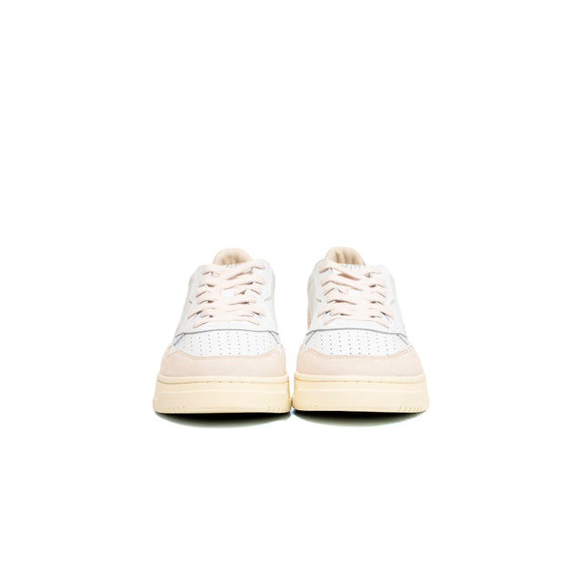 Sneakers Autry- medalist low man pelle bianca e blu, suede beige