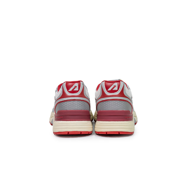 Sneakers Autry - Hyperway low man in pelle sintetica e mesh argento e rosso