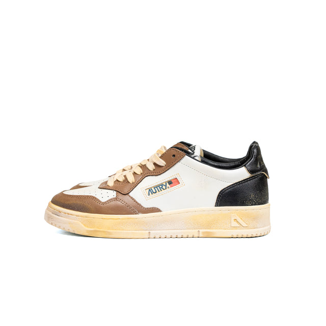 Sneakers Autry- sneakers medalist low super vintage in pelle bianca nera e malt mall