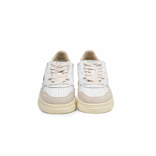 Sneakers Autry - Medalist low wom Leather Suede Bianco e Rosa