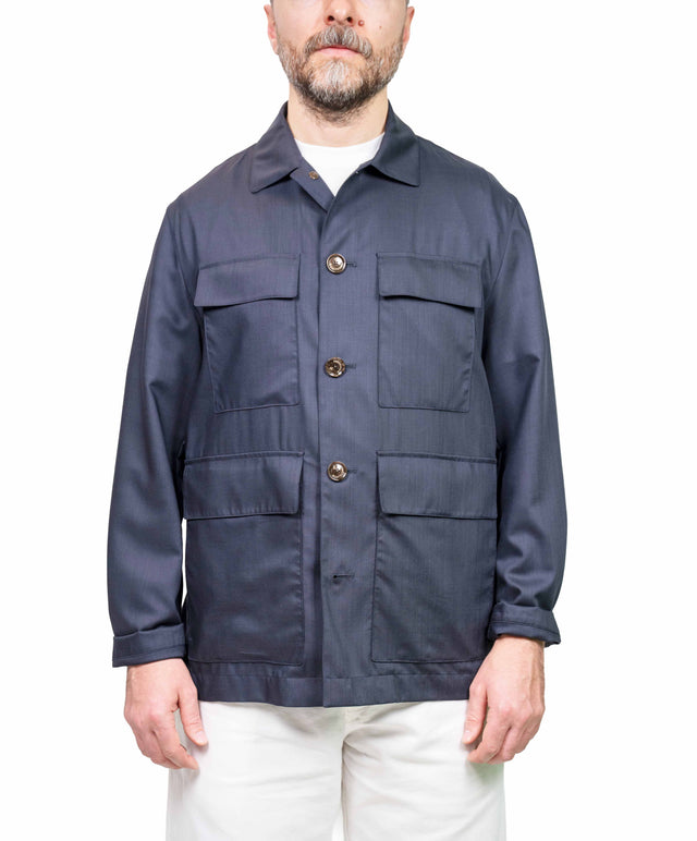 Montecore - Giacca field foulard lana blu