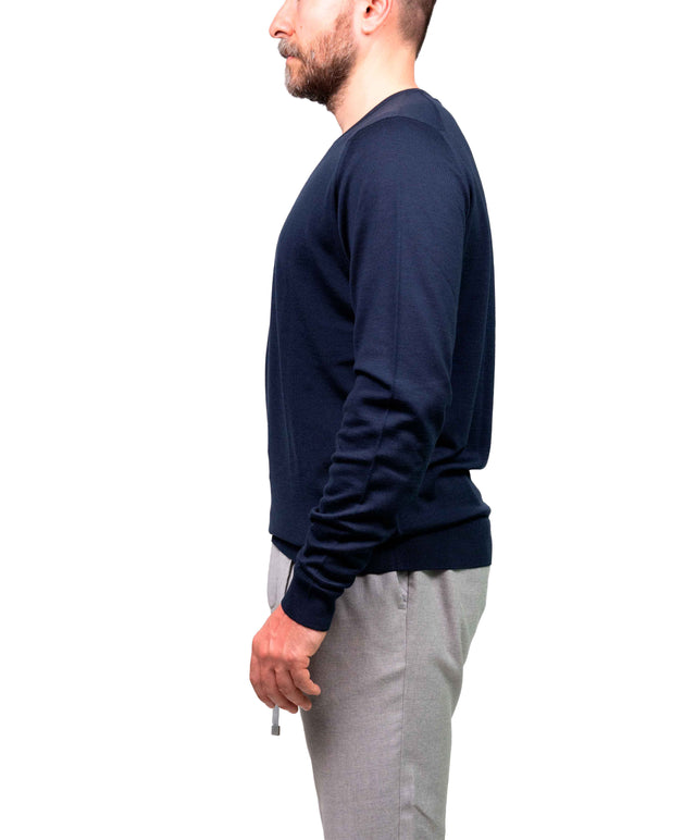 Girocollo manica lunga Lundy John Smedley - Blu
