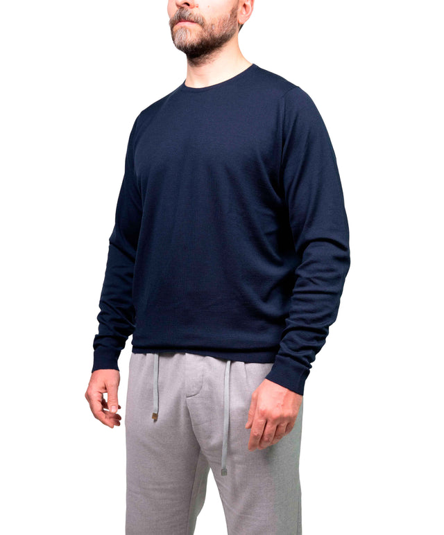 Girocollo manica lunga Lundy John Smedley - Blu