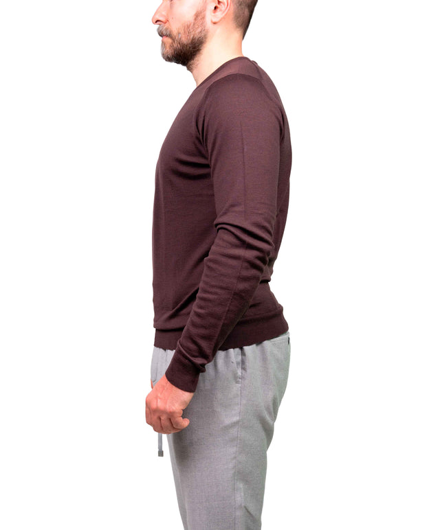 Girocollo manica lunga Lundy John Smedley - Marrone