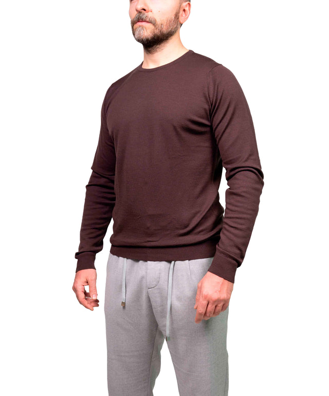 Girocollo manica lunga Lundy John Smedley - Marrone