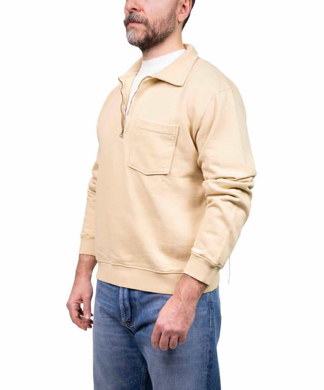 Fortela - Felpa mezza zip beige