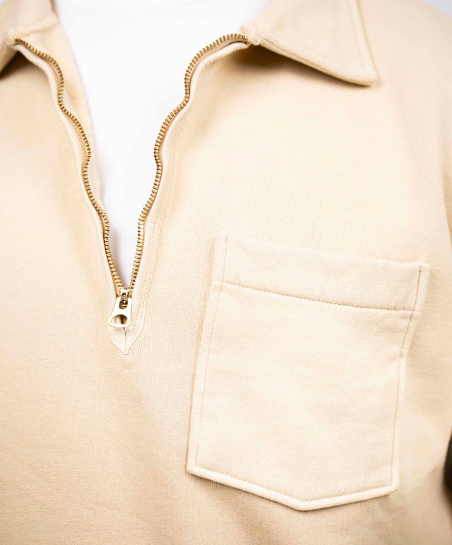 Fortela - Felpa mezza zip beige