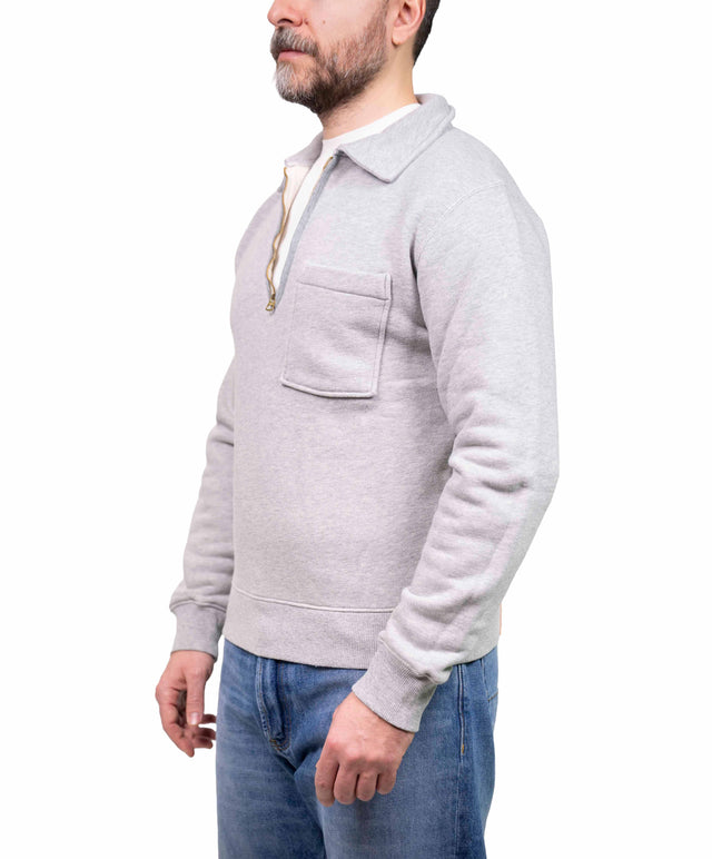 Fortela - Felpa mezza zip grigio chiaro