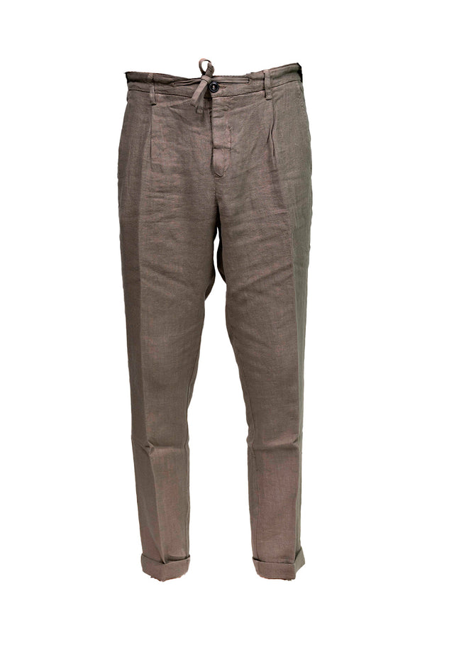 40WEFT Pantaloni di lino coach tabacco